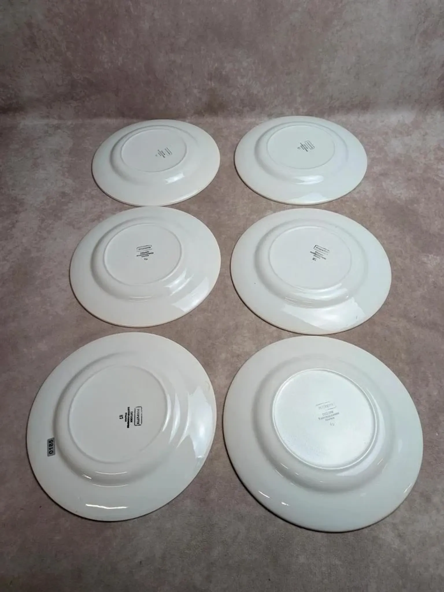 Set of 6 flat plates in ironstone Digoin Sarreguemines – Poupette model – Vintage