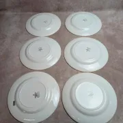 Set of 6 flat plates in ironstone Digoin Sarreguemines – Poupette model – Vintage