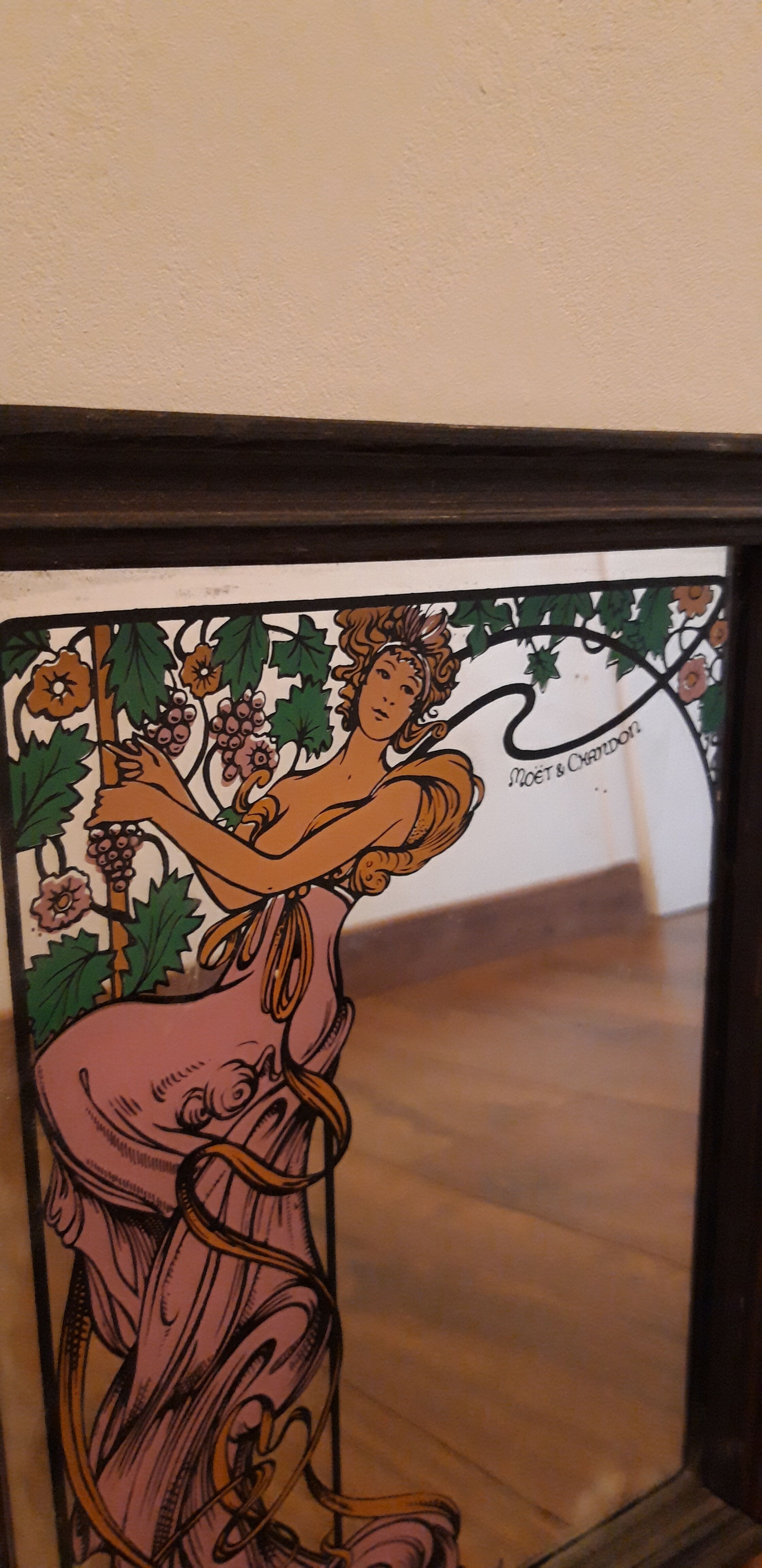 Vintage screen-printed advertising mirror