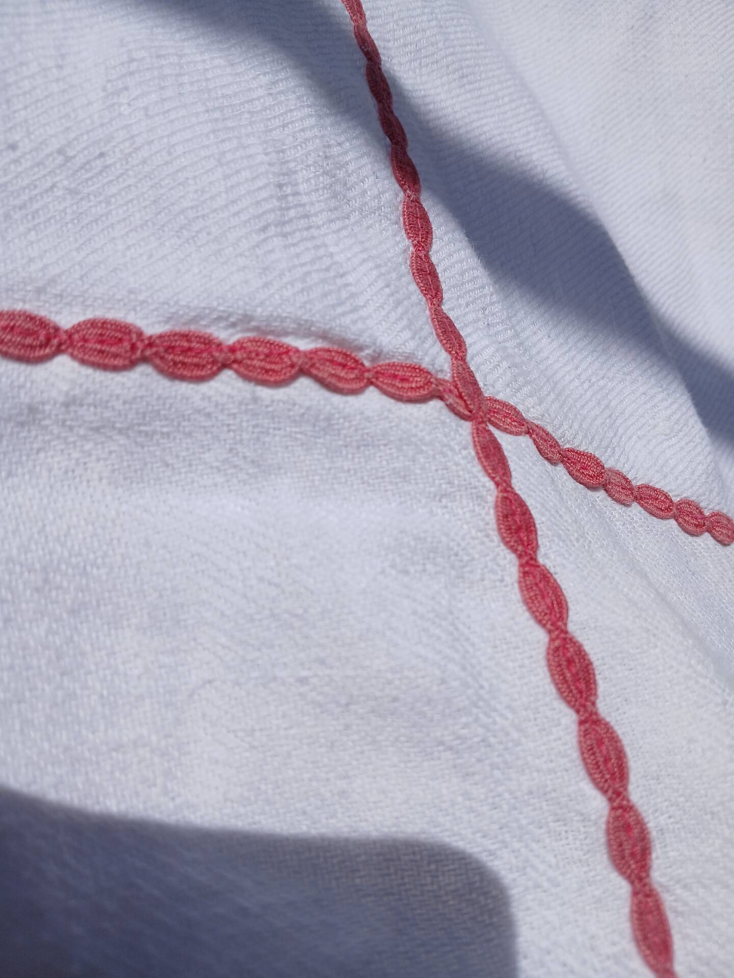 Vintage white linen tablecloth