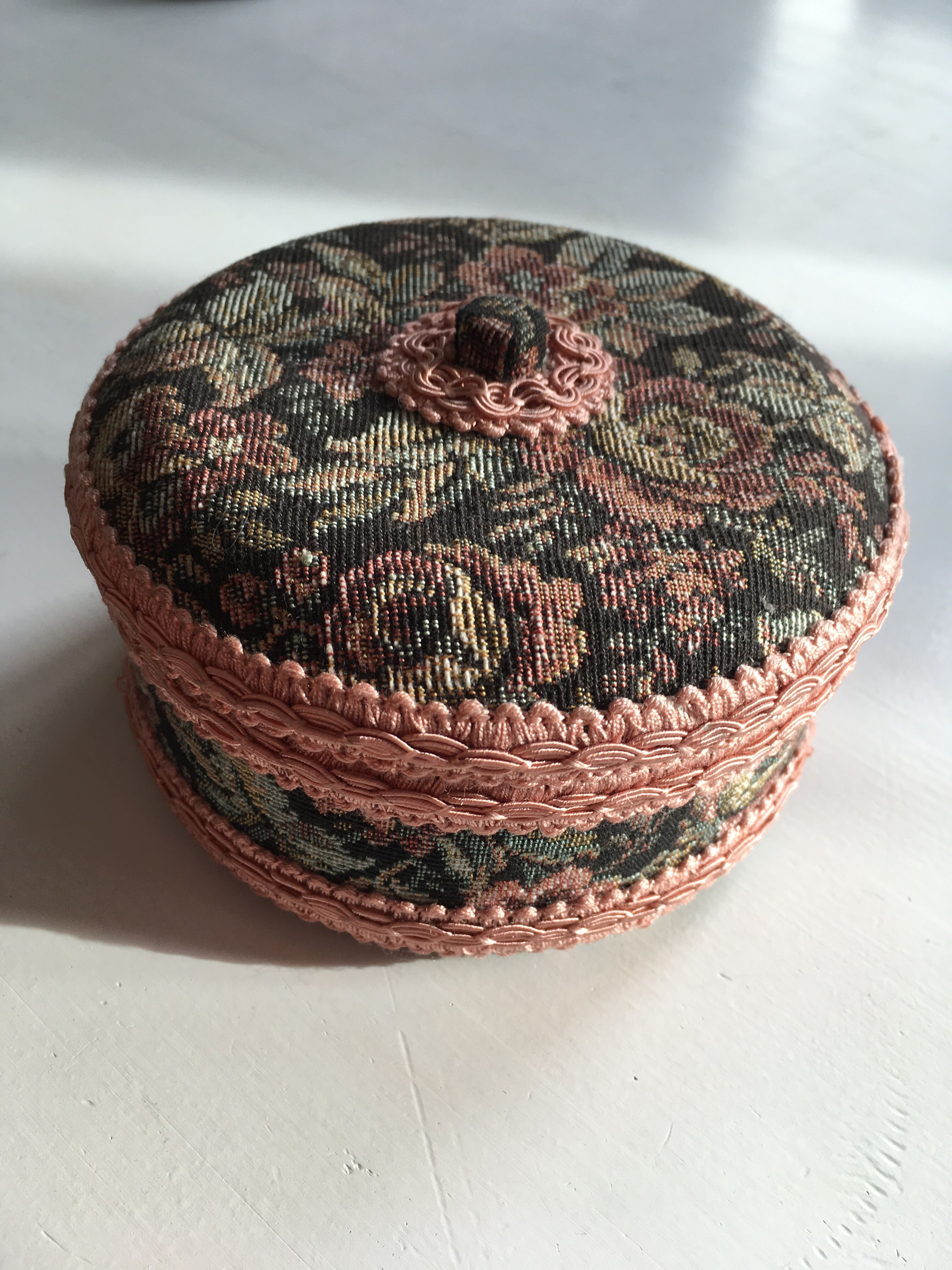 Jewelry box decorated with floral fabric