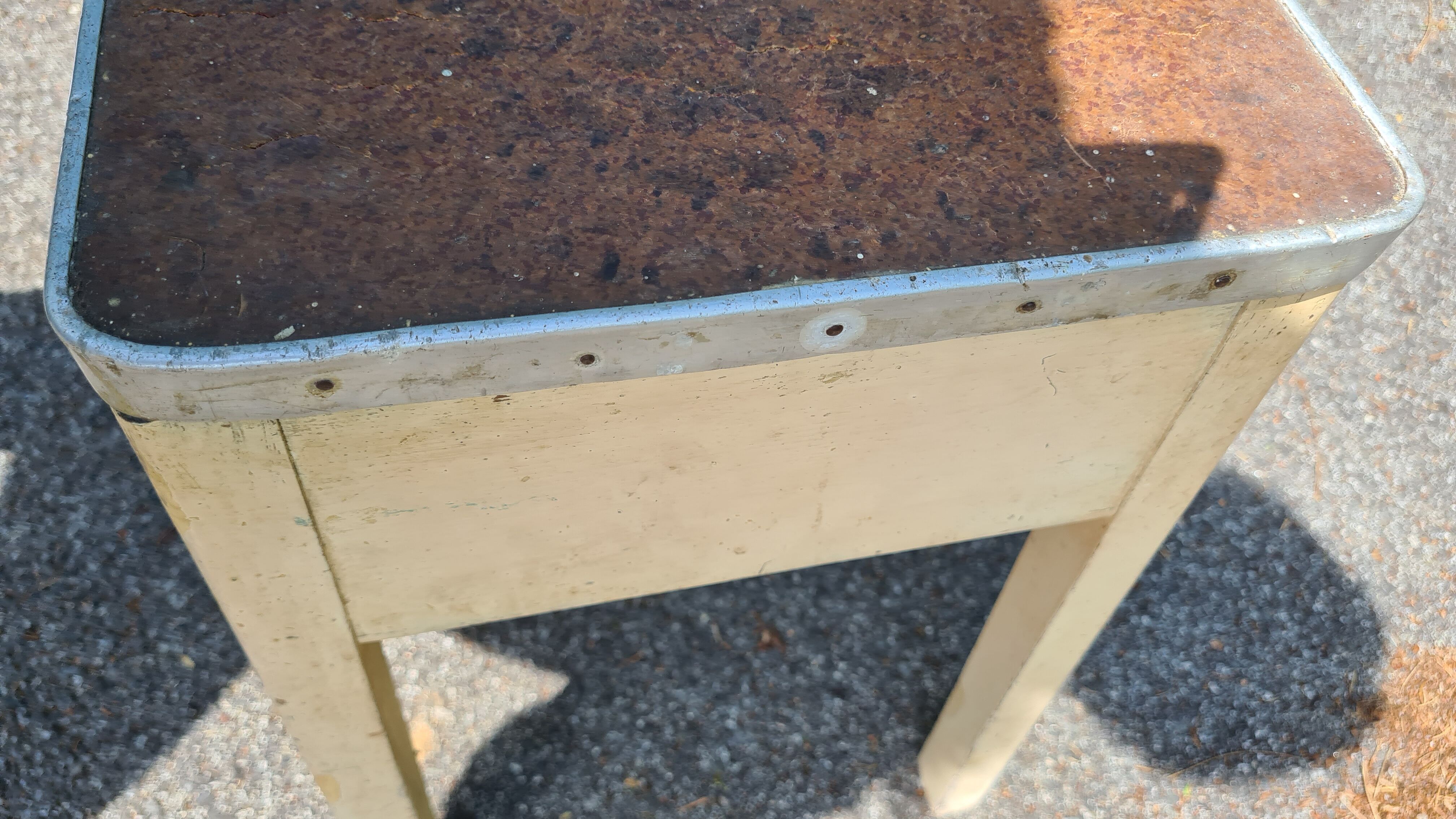 Old stool shoeshine chest / formica / 1950s