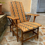 Chaise longue rotin et osier vintage avant-guerre