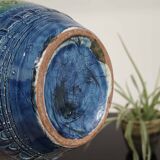 Vase par Aldo Londi pour Bitossi XXe fond bleu