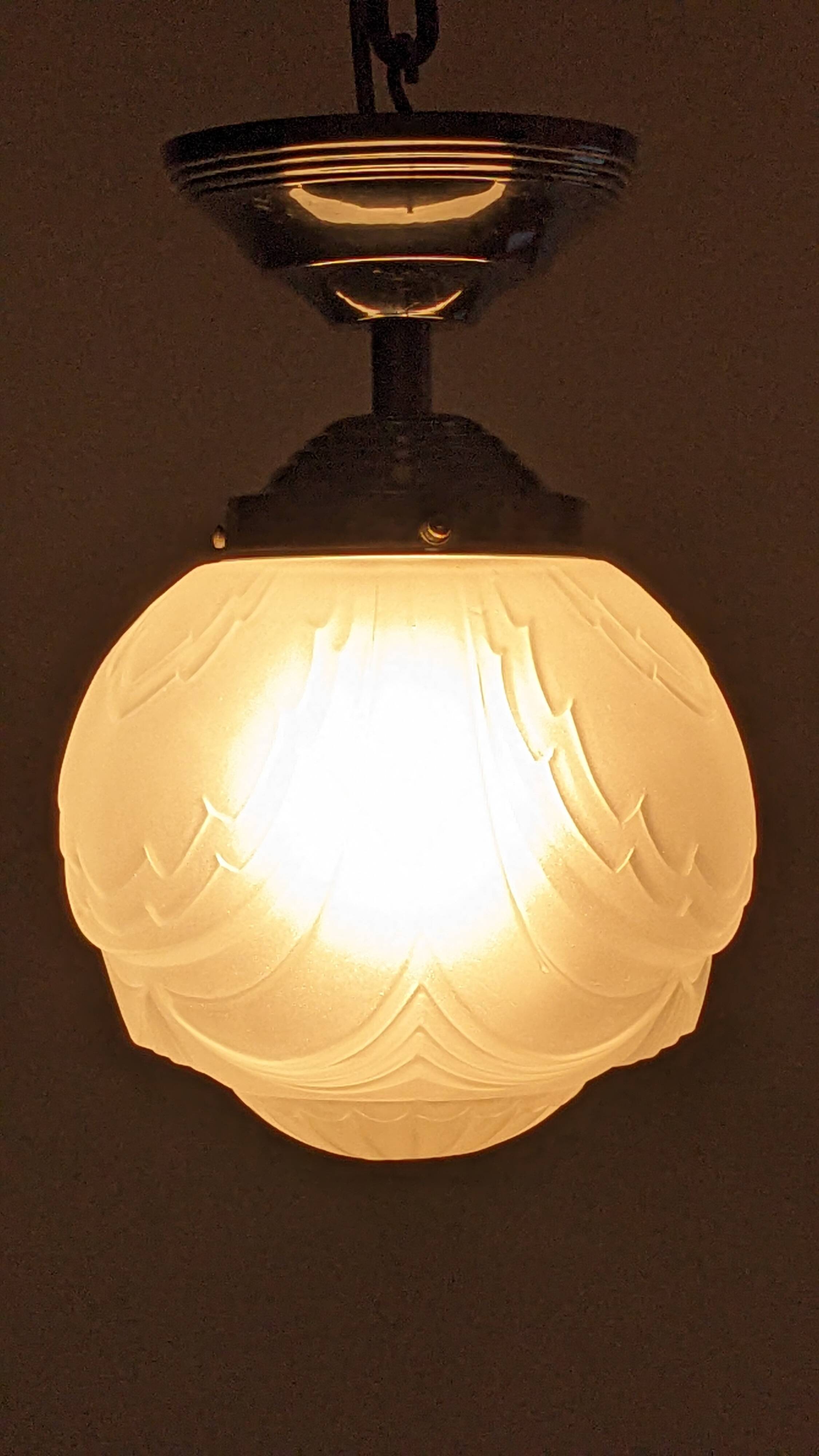 Art Deco ceiling light in frosted glass circa 1930