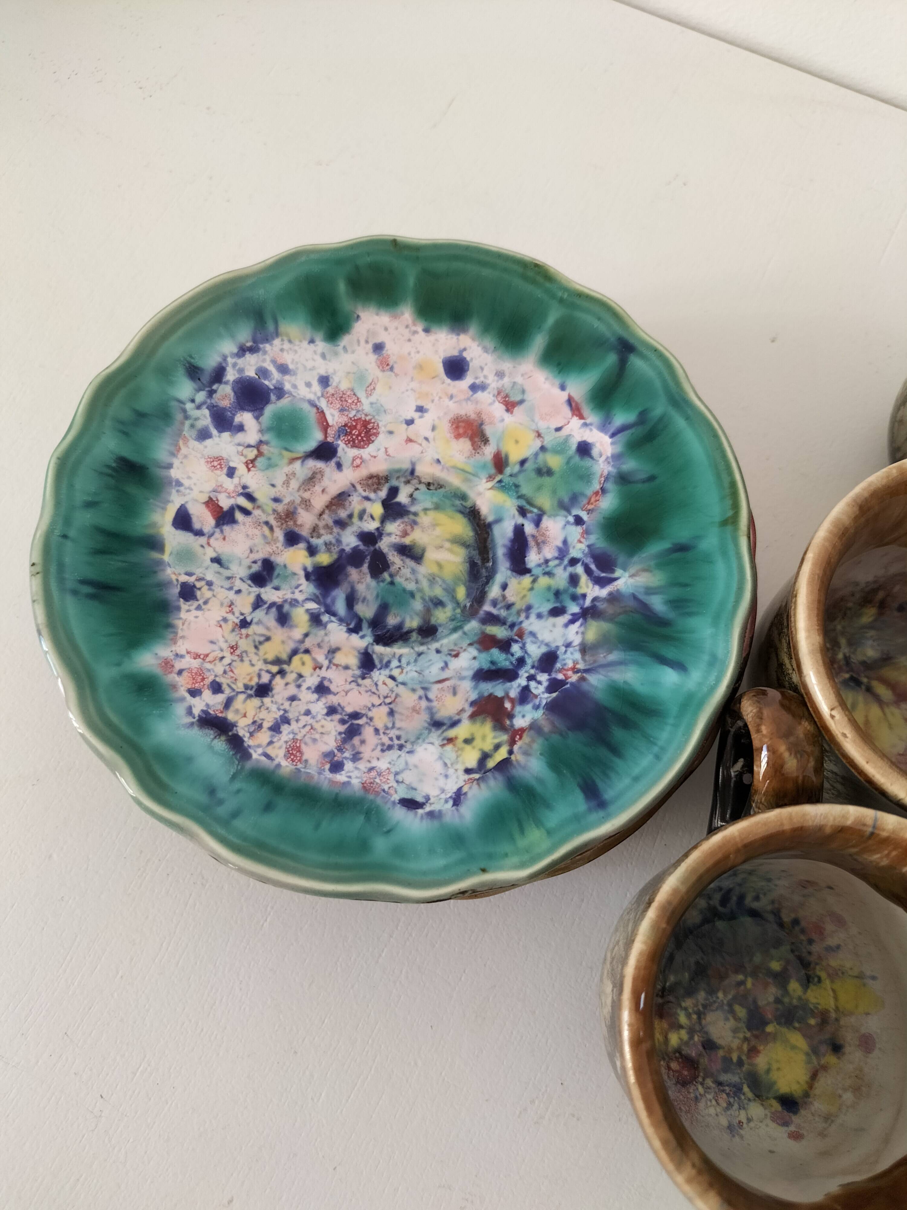 Gaston Gaubier ceramic cups and saucers