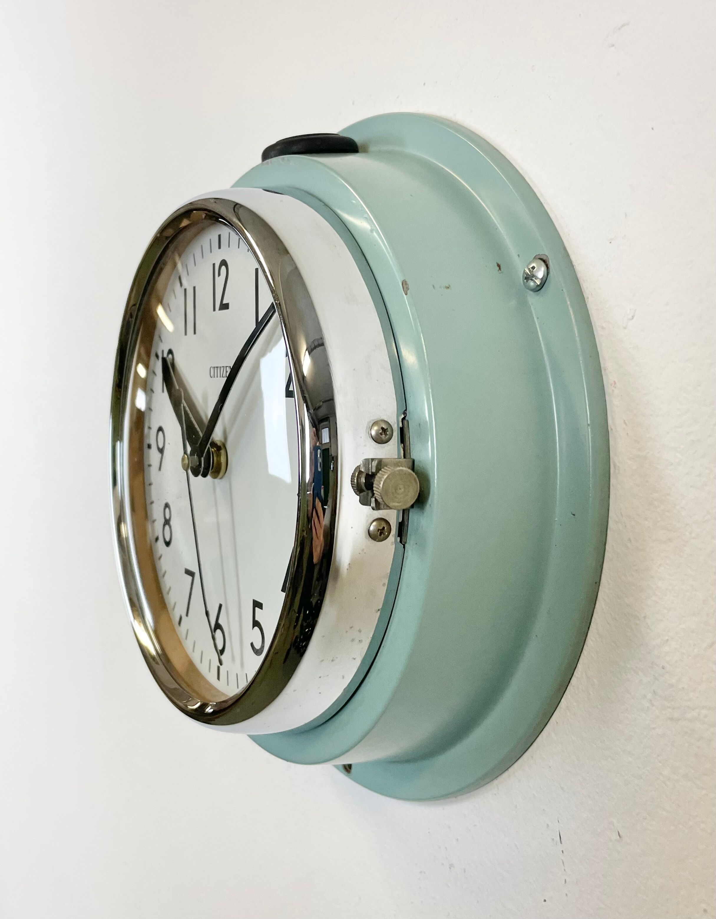 Vintage blue citizen navy wall clock, 1970s