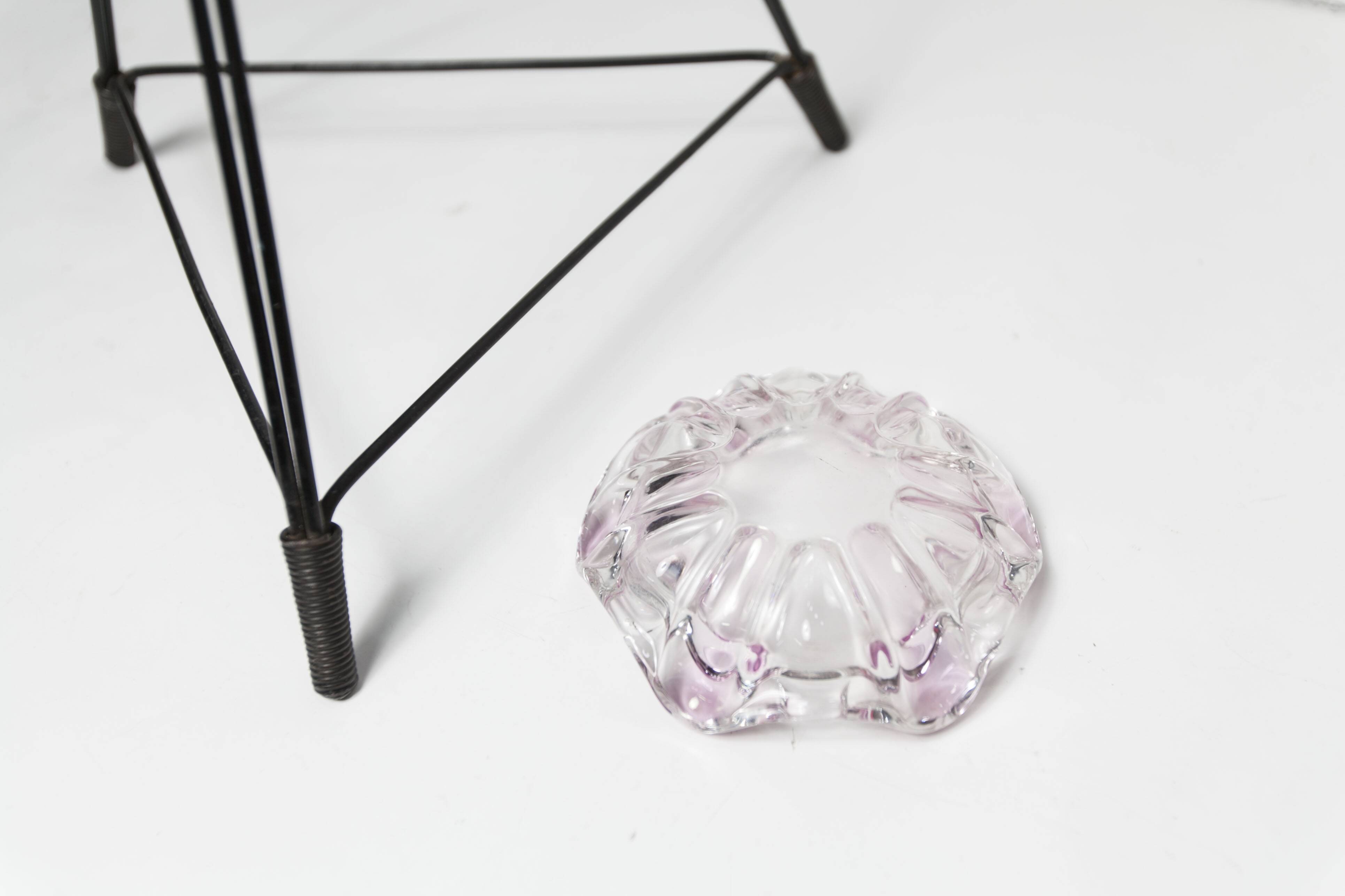 Black colored glass ashtray on foot, 1970