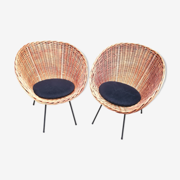 Rattan chairs vintage, 60s