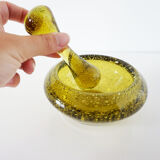 Green bubble glass ashtray 1960