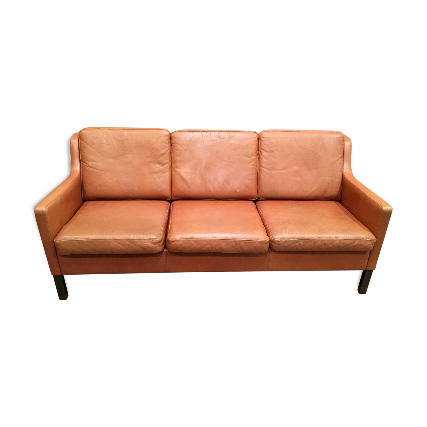 Sofa 3 places all Scandinavian design cognac leather