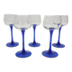 Set of 5 vintage blue wine glasses by Luminarc, France 1960's