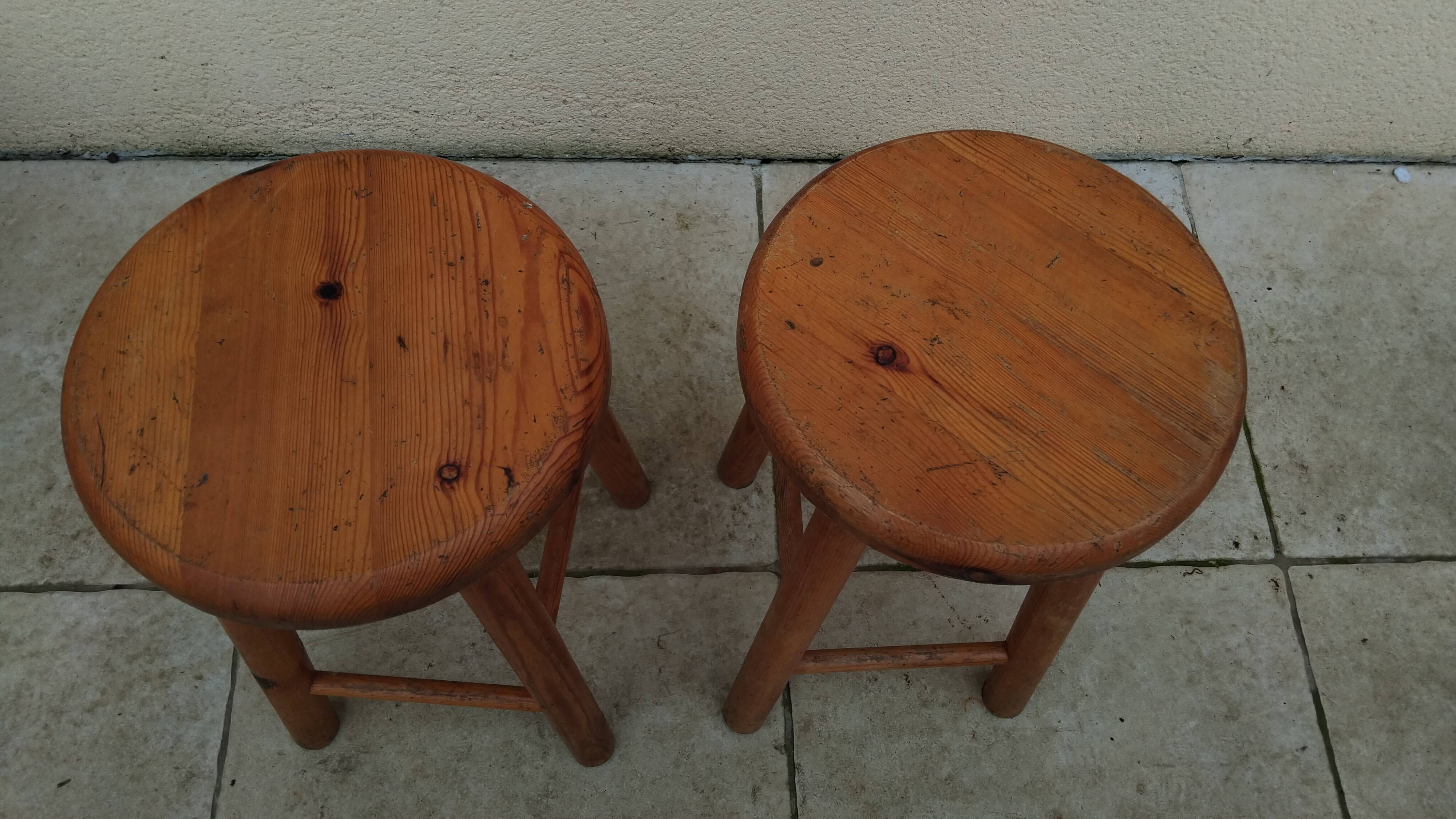 Pair of vintage pine stools