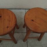 Pair of vintage pine stools