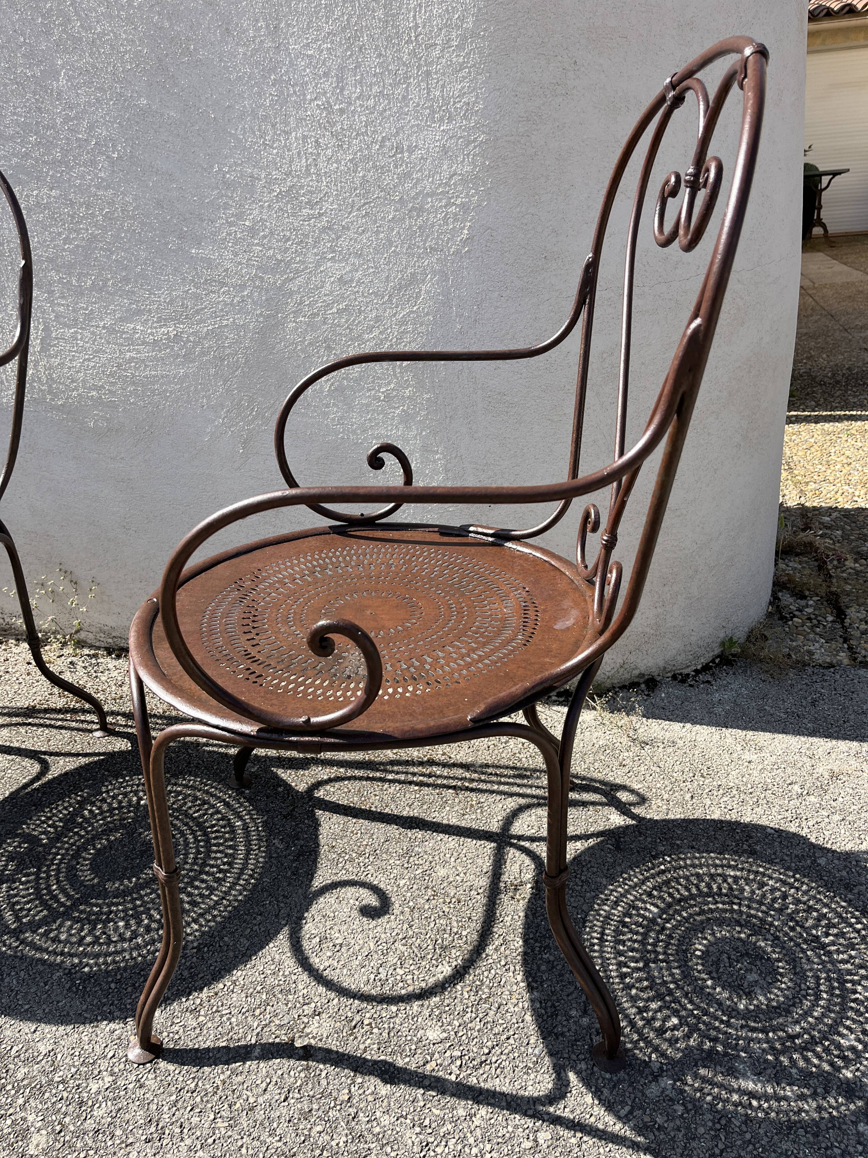 série de 4 fauteuils de jardin fer forgé