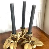 Golden bronze flower candlestick