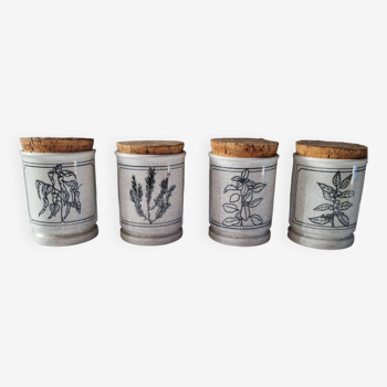 Set de 4 pots céramique herboriste