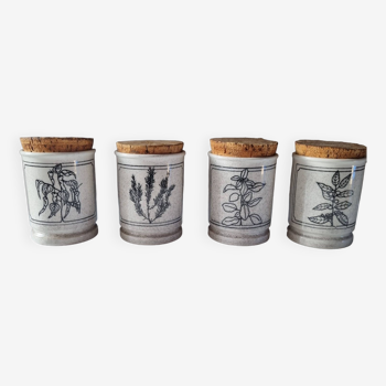 Set of 4 herbalist ceramic pots