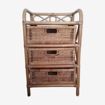 Vintage bamboo and rattan chiffonnier