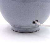 Lampe bleue en céramique, abat jour en raphia, années 60