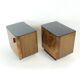 Pair Of Art Deco Bedside Tables With Faux Wood Graining & Glass, Czechoslov