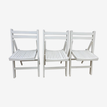 Set 3 folding chairs wood