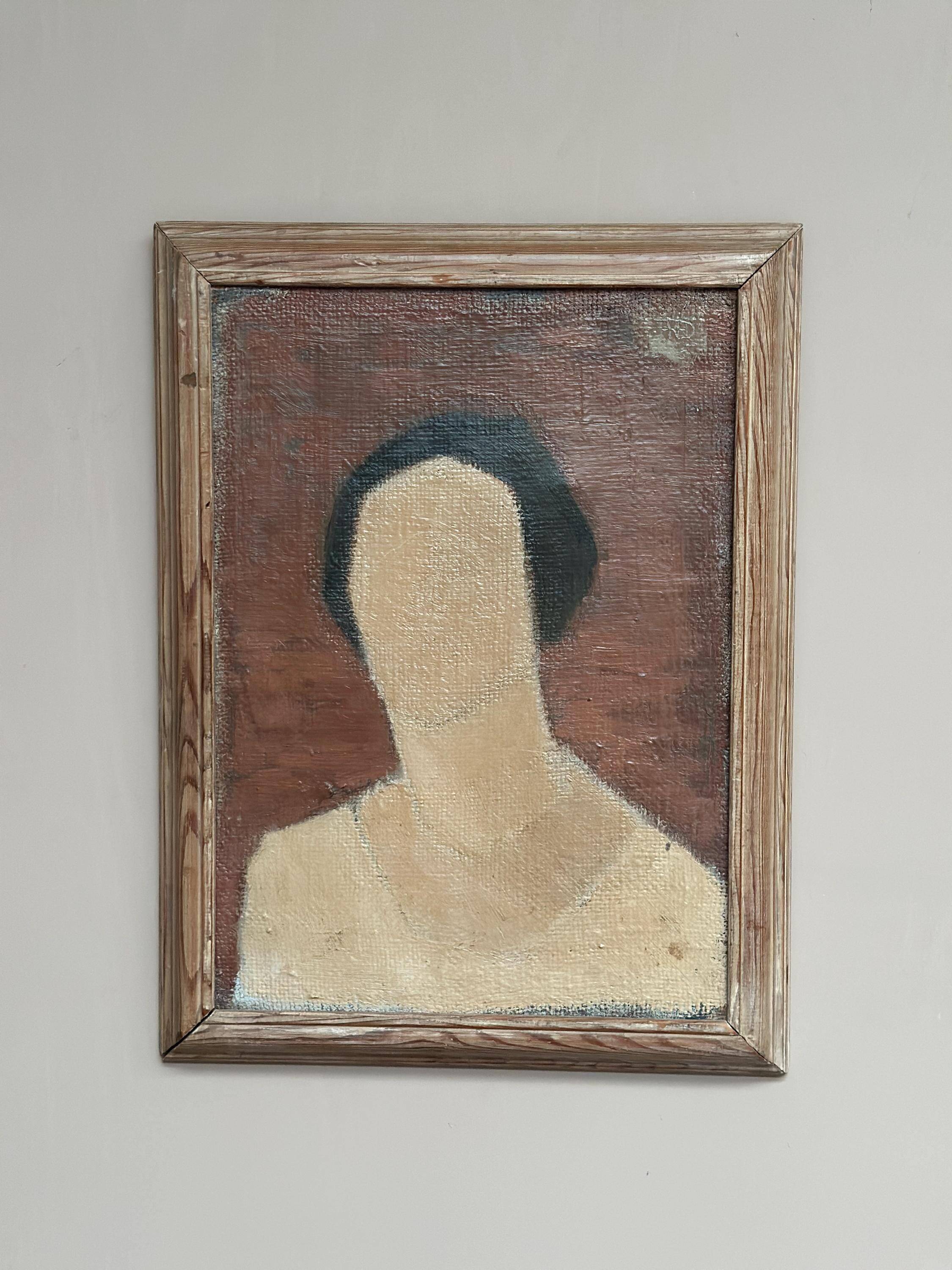 Original Swedish Oil On Canvas – “Portrait” By Fred – Dated 51