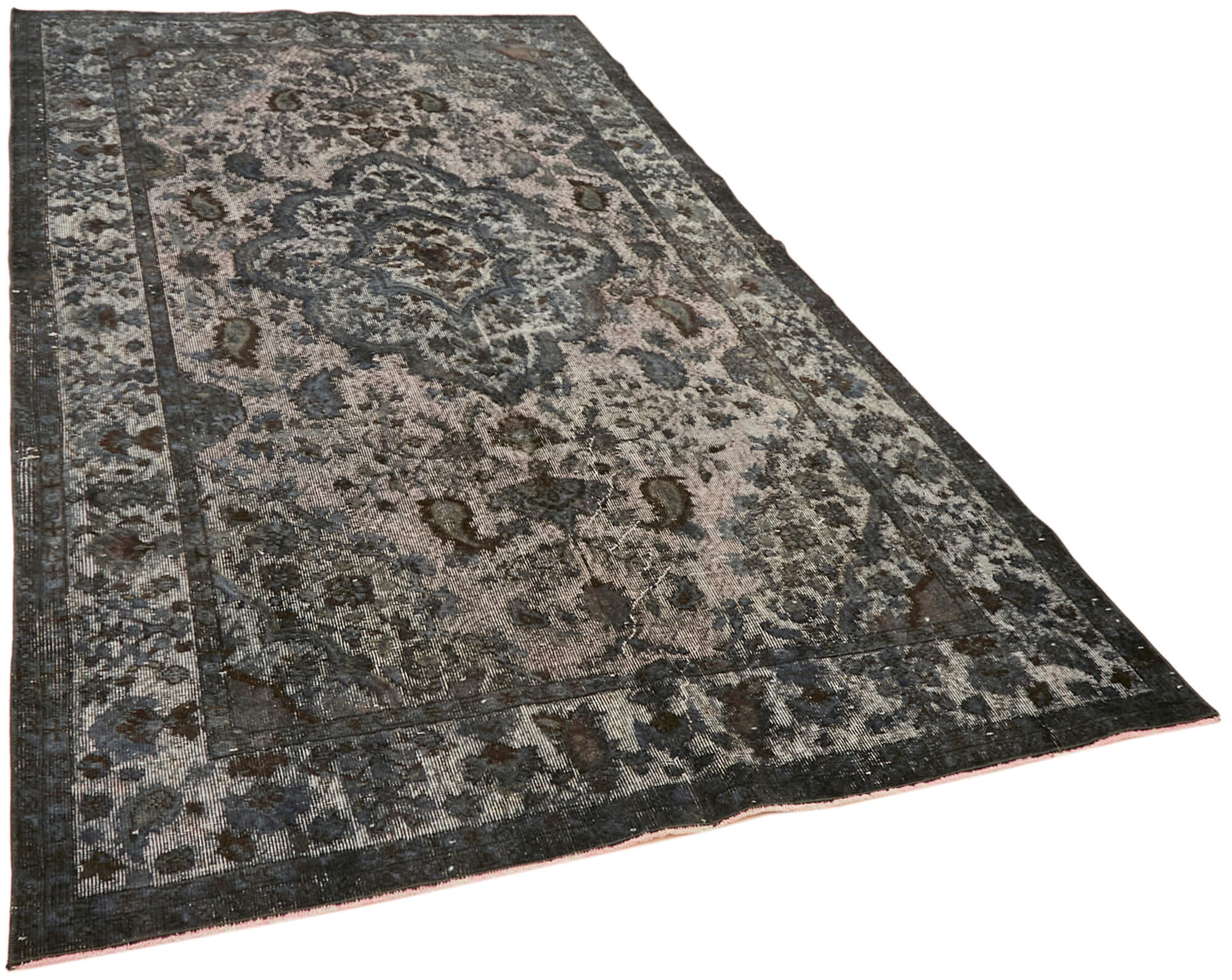 Hand-Knotted Carved Oriental 1970s 176 cm x 298 cm Grey Carpet