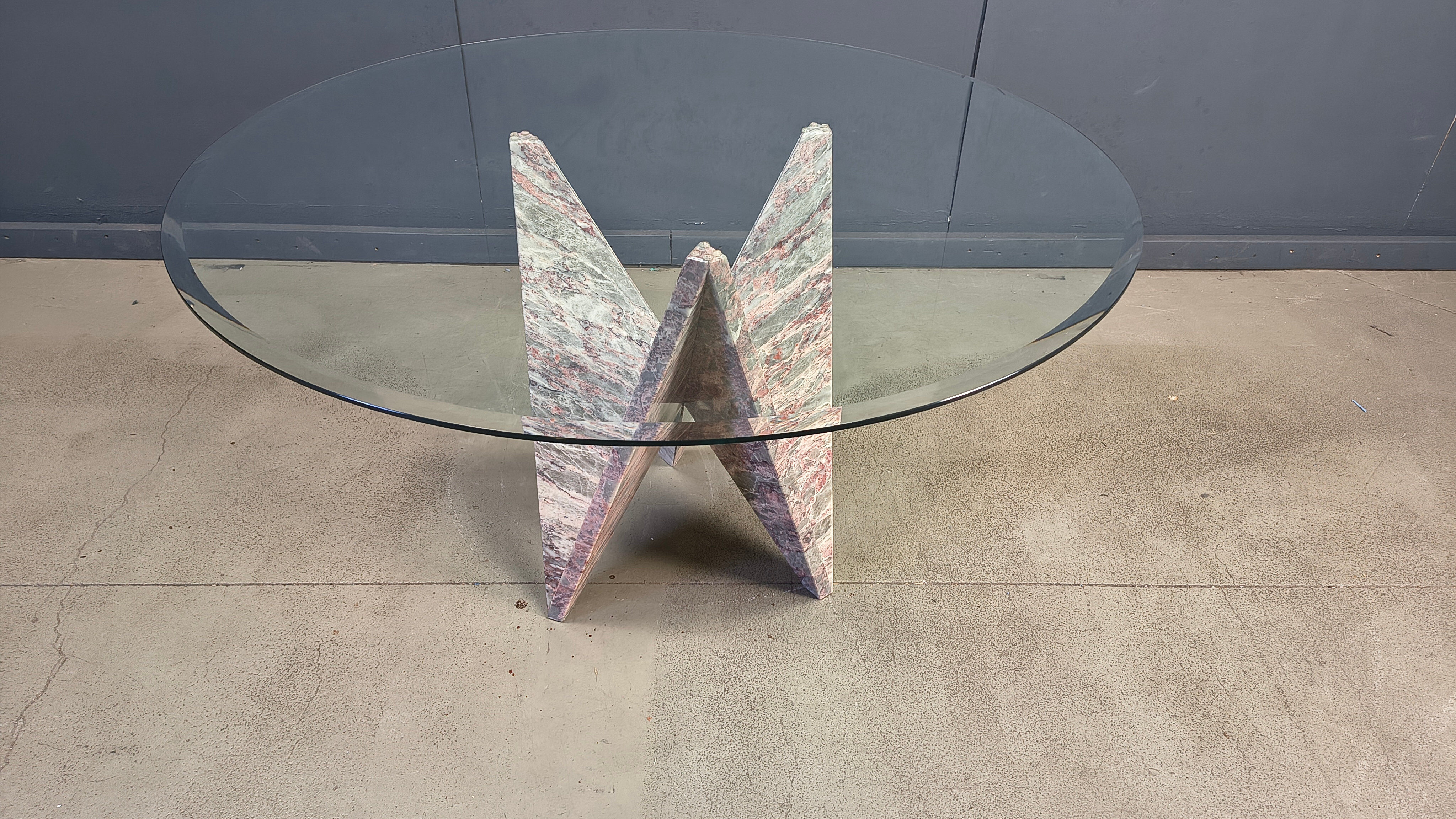 Architectural marble and glass dining table, 1970s