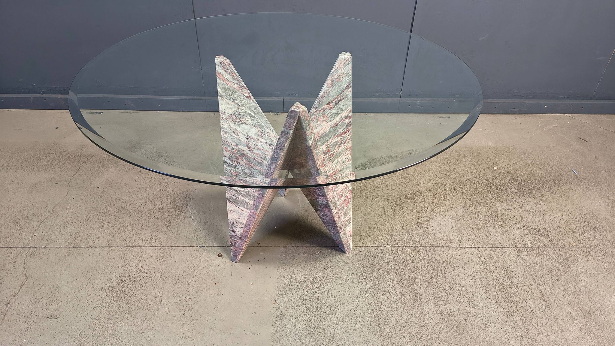 Architectural marble and glass dining table, 1970s
