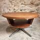 Vintage French Cherry Wood Coffee Table with Rotating Top - 1960s Round Shape on Iron Base Ø80cm