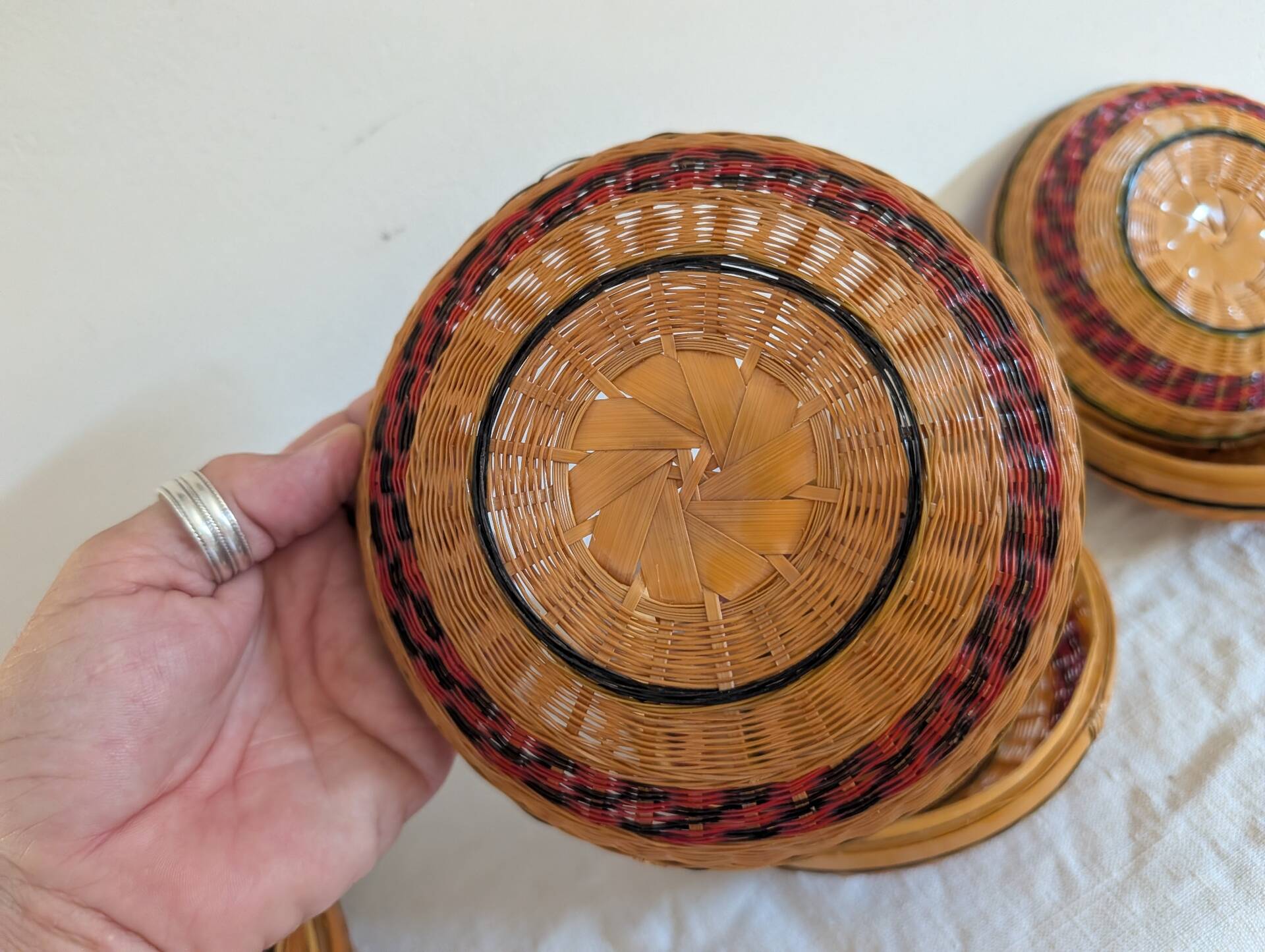 Set of three nesting bamboo boxes – China – 1980s