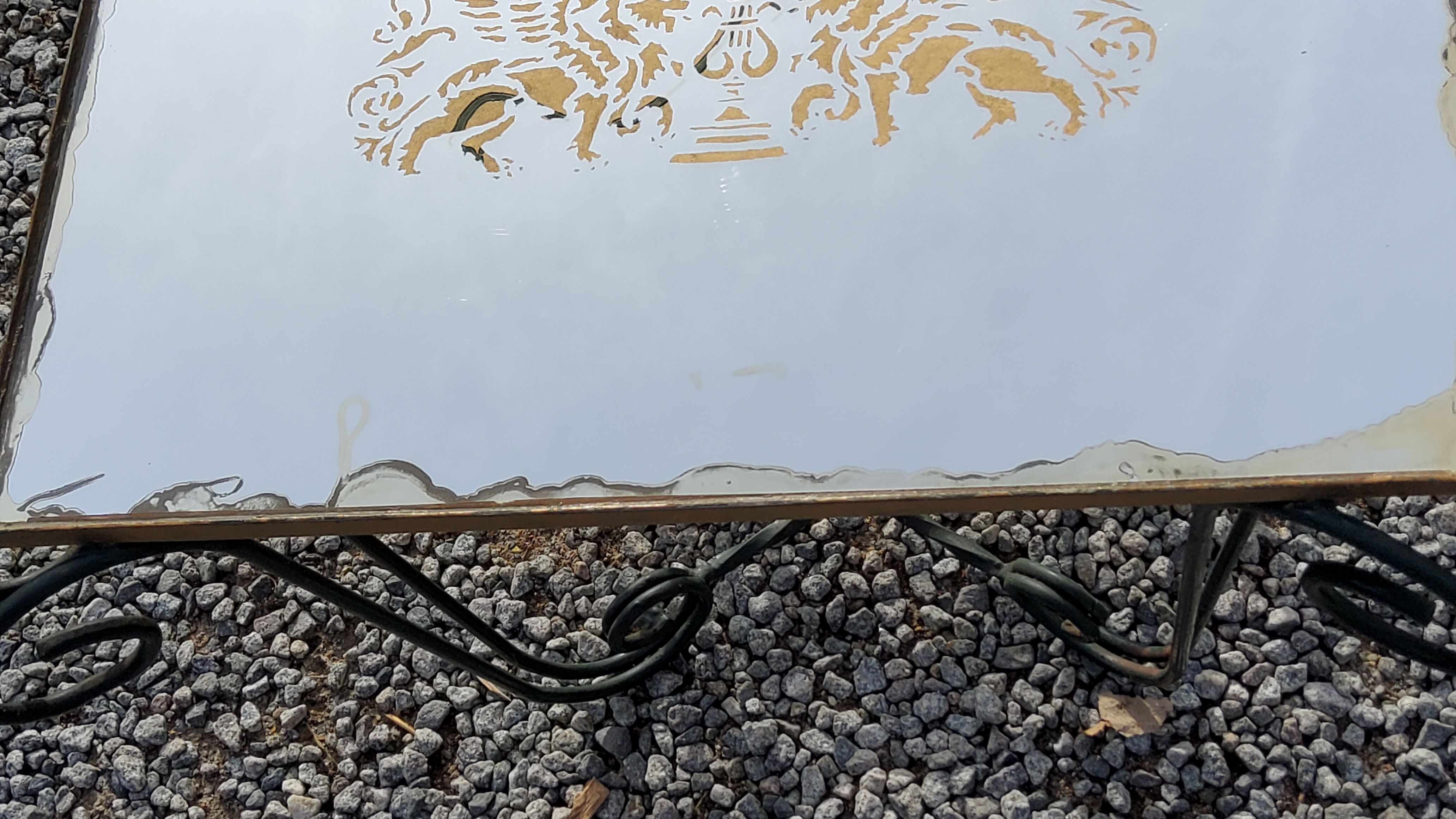 Coffee table end of sofa of the 50s mirror tray base wrought iron