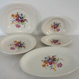 Serving dishes with floral decoration, vintage Luneville FG