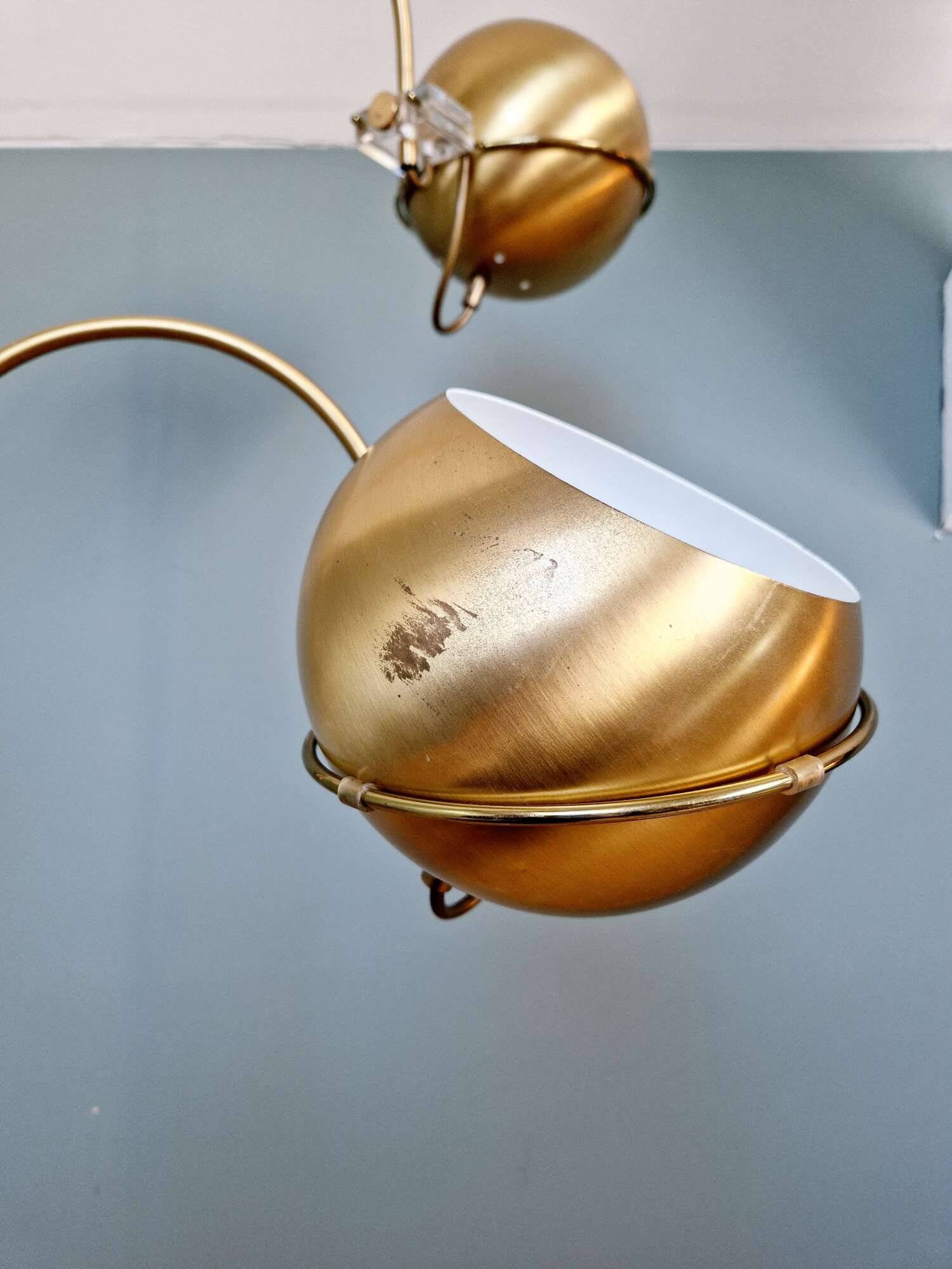 Brass eyeball floor lamp, by Gepo, 1960s-70s.