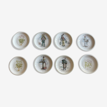 Porcelain plates herbs from the garden and old trades of Paris Berry
