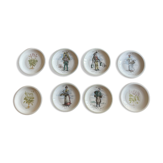 Porcelain plates herbs from the garden and old trades of Paris Berry