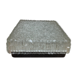 Holophane square wall lamp in chiseled glass, 60s, ceiling lamp