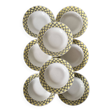 50s deep plates, yellow and black grid