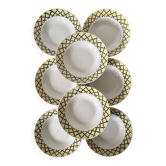 Assiettes creuses années 50 , quadrillage jaune et noir