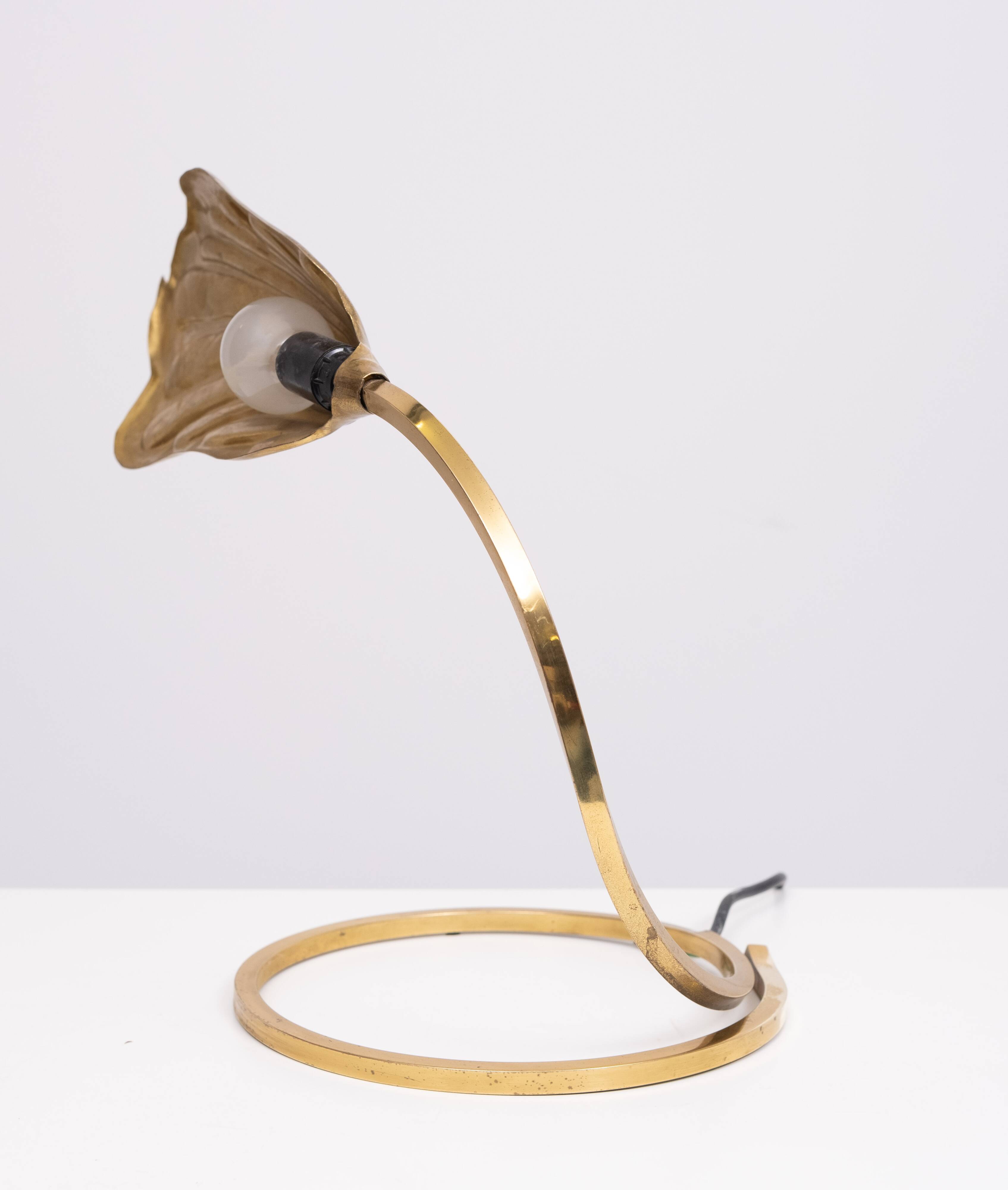 Pair Brass leaf table lamps design by Carlo Giorgi & Tommaso Barbi 1970s