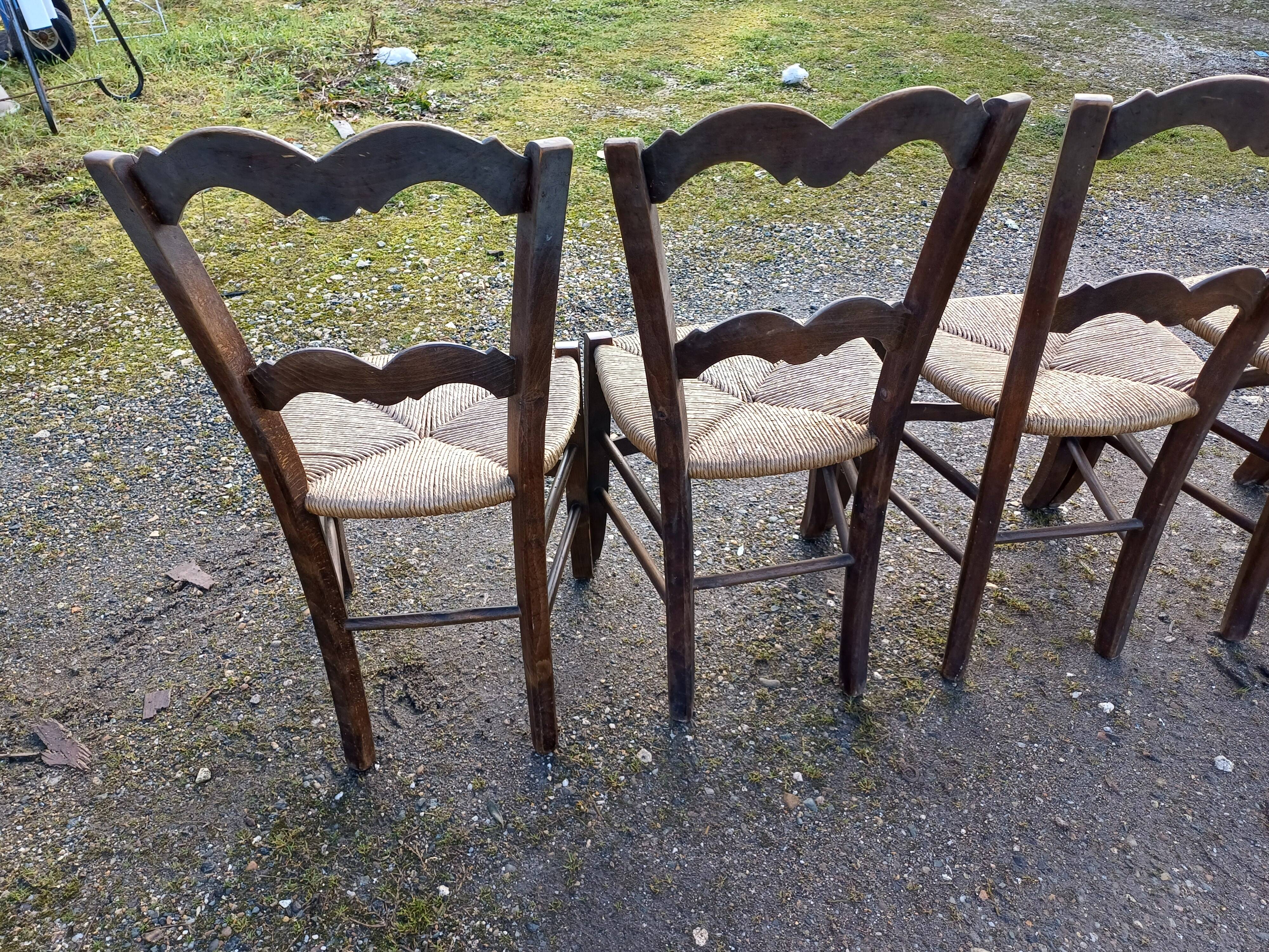 7 Old Straw Chairs