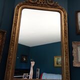 Miroir XIXème en stuc doré H 142 cm