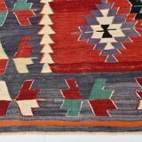 6x9 Red & Grey Orientel Large Kilim Rug, Vintage Wool Kilim Rug, 170x267Cm