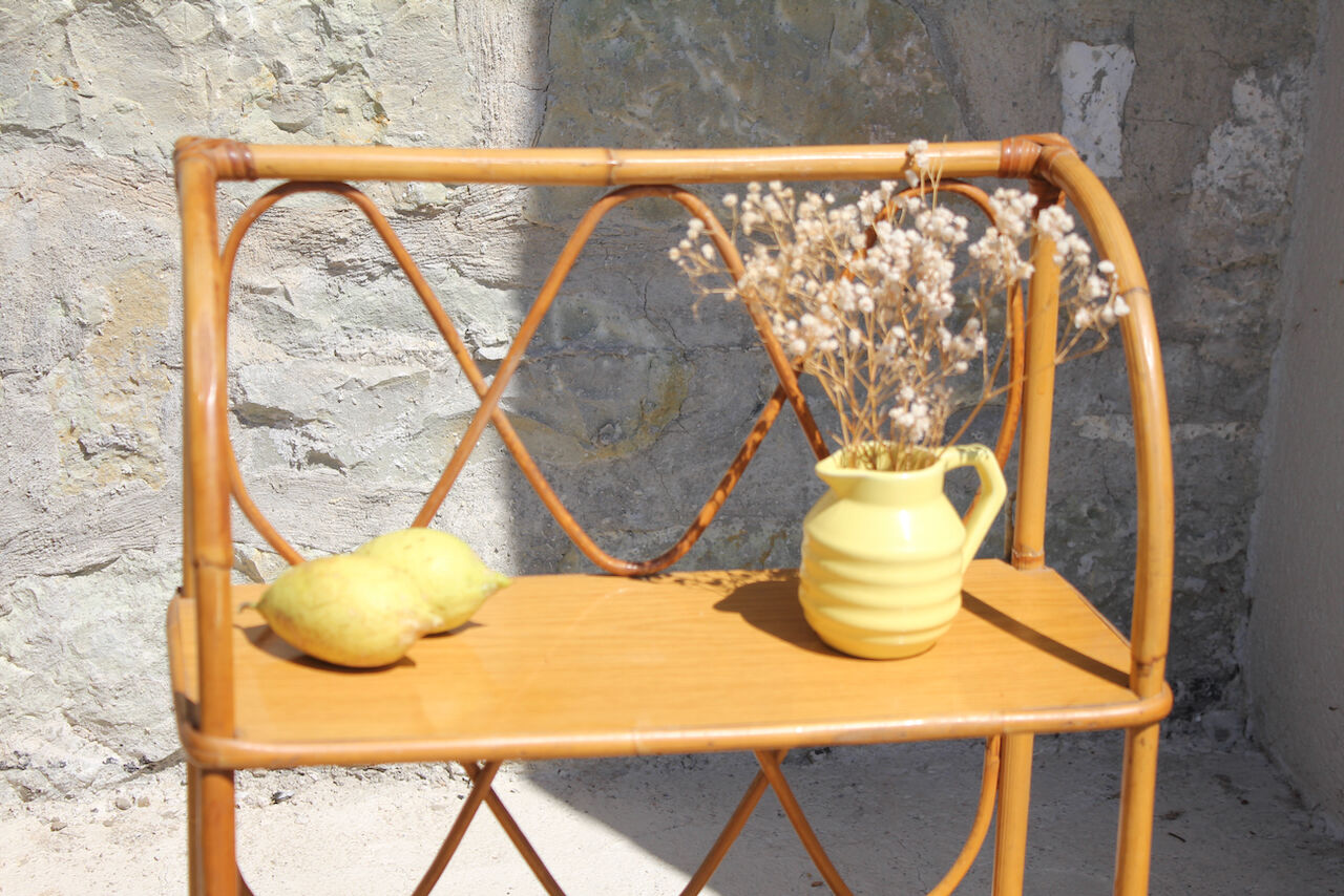 Etagère rotin vintage