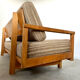 Old wooden sofa vintage brutalist design 60s