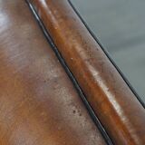 Sheepskin Leather 2-Seater Art Deco Sofa