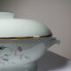 Art Deco style soup tureen with floral decoration, vintage celadon porcelain from Limoges, France.