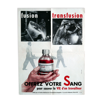 Affiche "Offrez votre sang pour sauver la vie d'un travailleur"