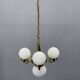 Art Deco Brass and Opaline Glass Chandelier, 1930s